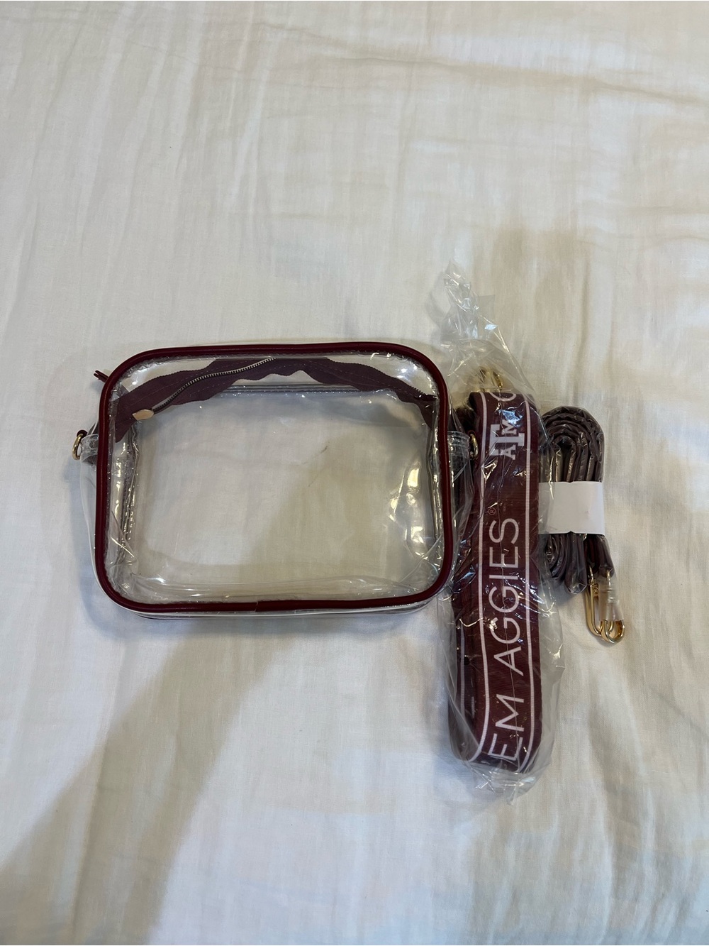 Clear Maroon Purse with 2 purse straps